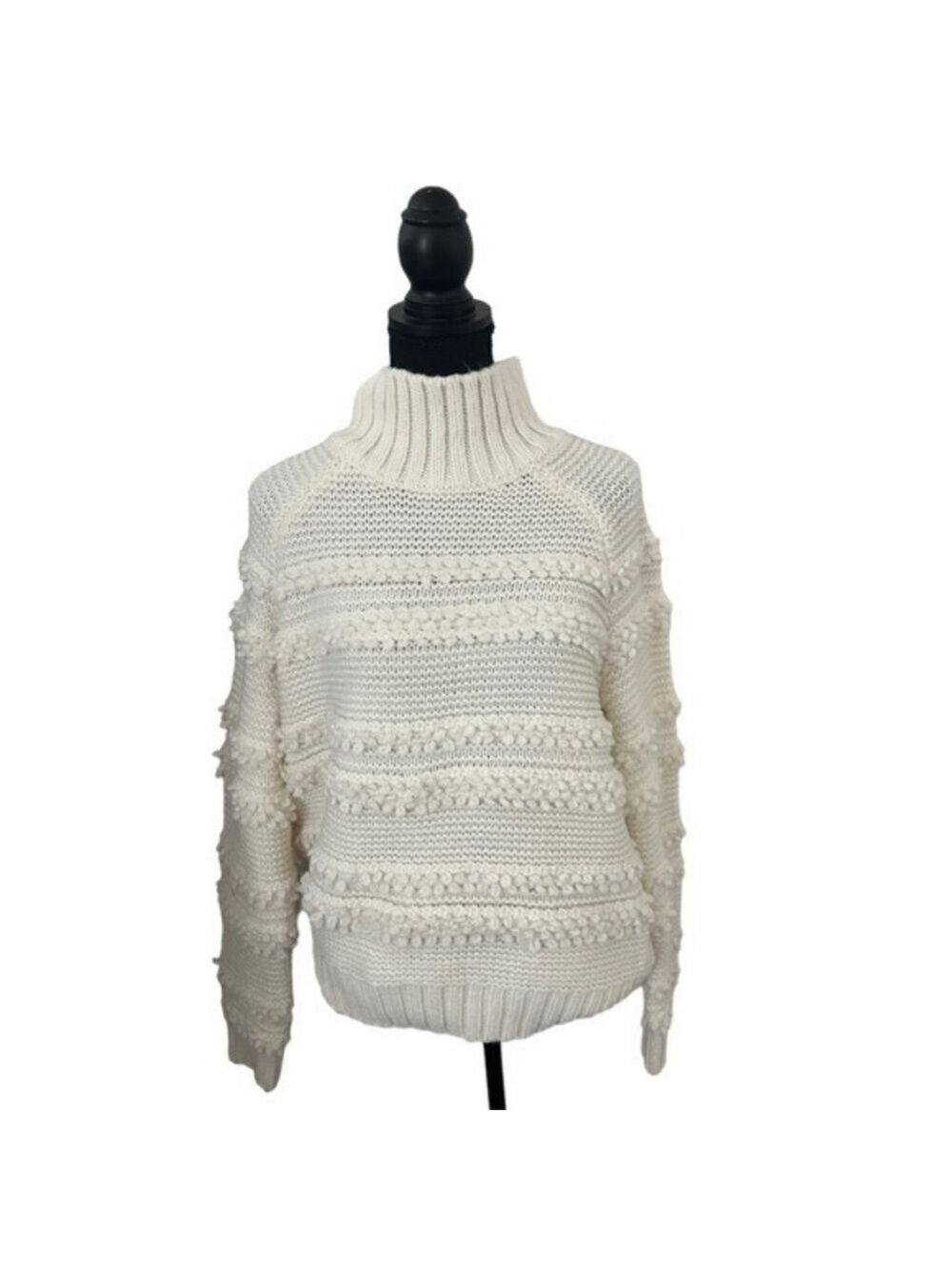 Magaschoni Cream Textured Turtleneck Sweater - Picture 3 of 9
